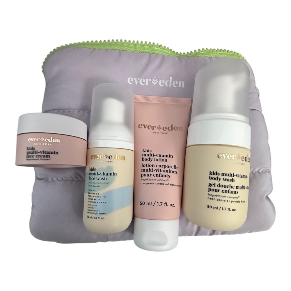 EverEden kids travel bag with 4 travel sized items